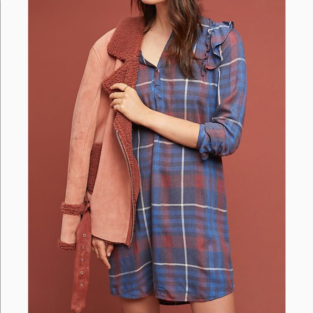 Anthropologie Cloth & Stone Ruffled  shirtdress